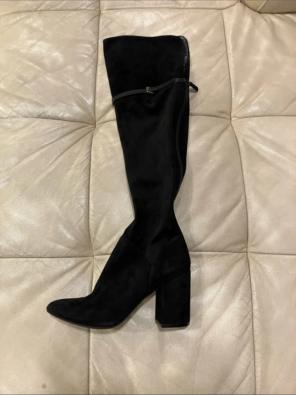 Cole Haan Black Over-the-Knee Suede Block Heel Boots